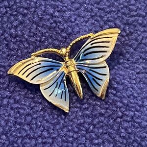 Vintage Blue and Silver Butterfly Brooch
